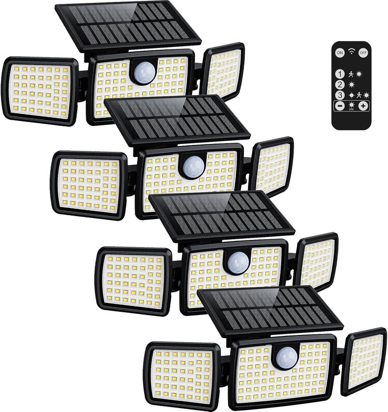 MIHANI Solar Lights Outdoor, Quick Charge Solar Motion Deck Lights Outdoor for Deck with High Brightness, Larger Built-in Tempered Glass Panel, Sensitive PIR Motion Inductor (Remote,4 Pack) - Image 1